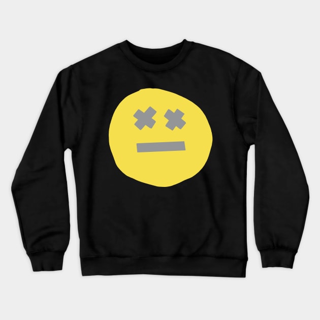 Neutral Smiley Face X Eyes Crewneck Sweatshirt by ellenhenryart